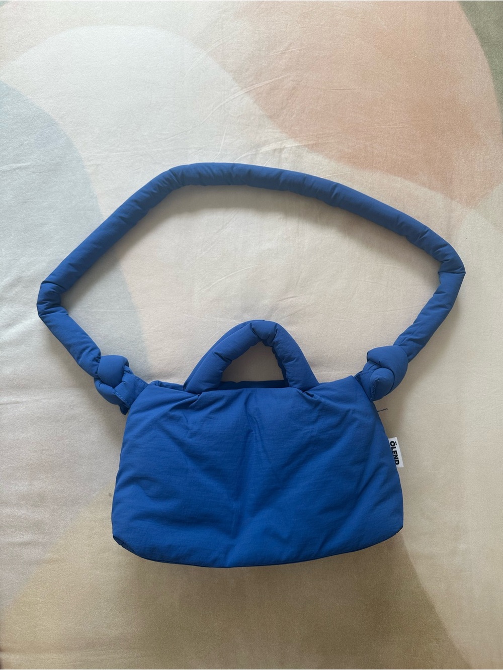 Royal Blue Padded Shoulder Bag with Knotted Strap